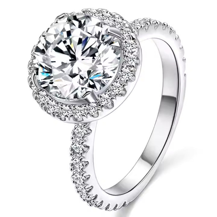 925 Sterling Silver Brass Wedding Rhodium Rose Gold Cubic Zirconia Ring for Women