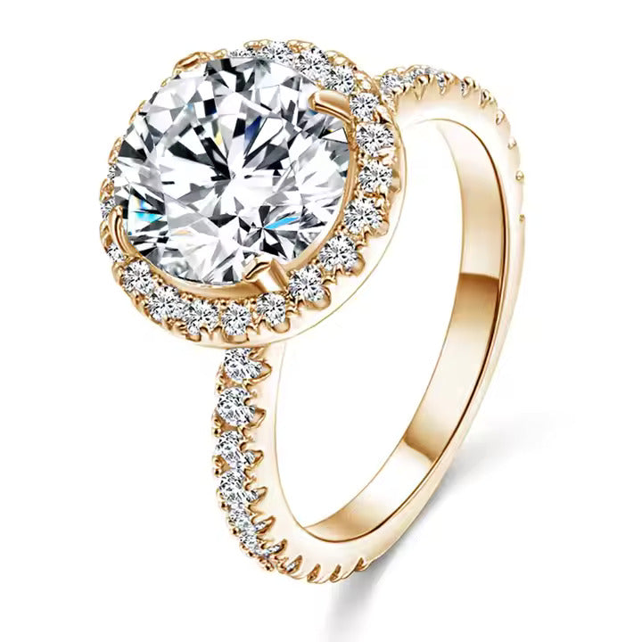 925 Sterling Silver Brass Wedding Rhodium Rose Gold Cubic Zirconia Ring for Women