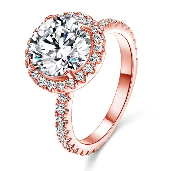 925 Sterling Silver Brass Wedding Rhodium Rose Gold Cubic Zirconia Ring for Women