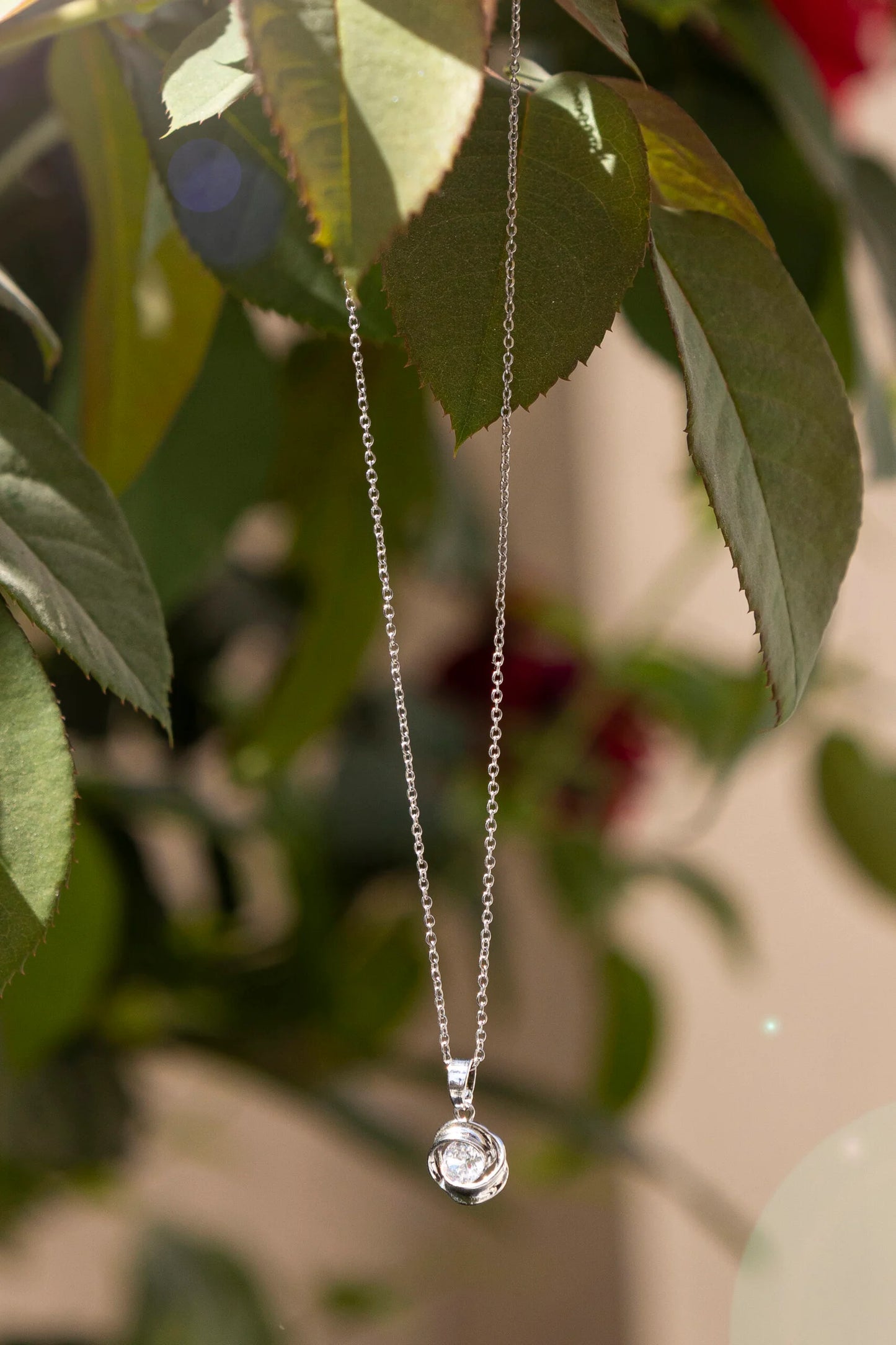 Fashion Silver Jewellery Rose Design 925 Silver Cubic Zirconia Necklace