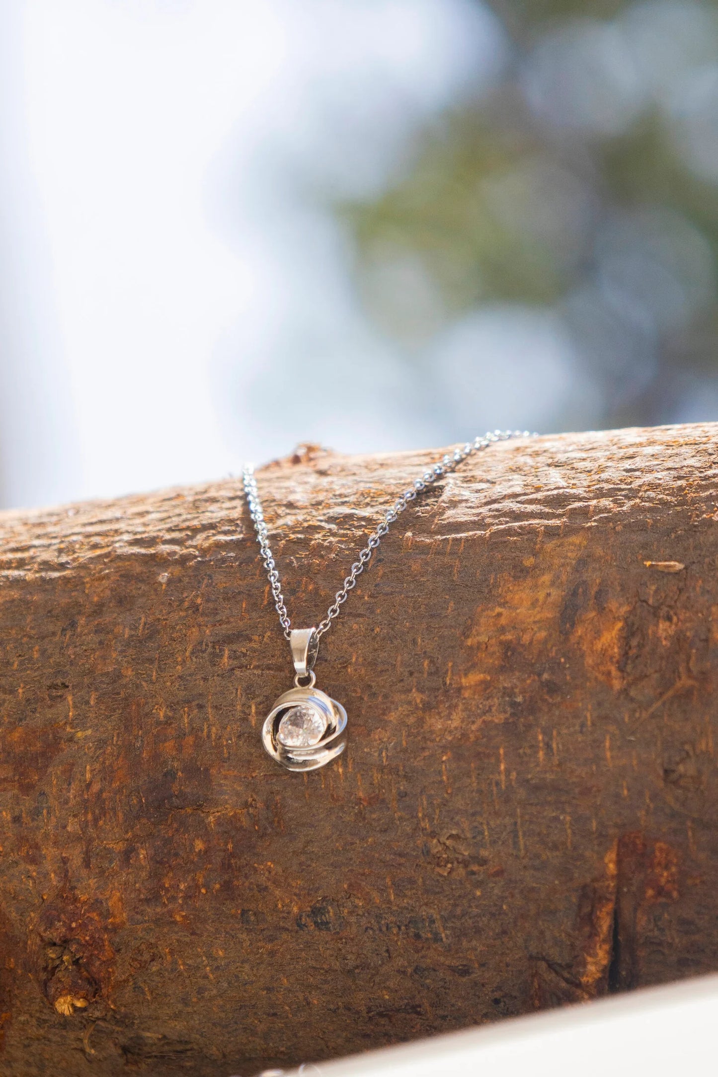 Fashion Silver Jewellery Rose Design 925 Silver Cubic Zirconia Necklace