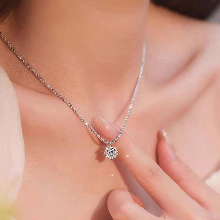 925 Silver Moissanite Necklace Thick Chain Women Necklace