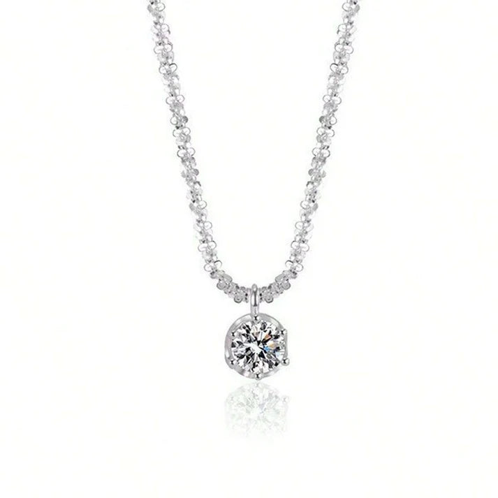 925 Silver Moissanite Necklace Thick Chain Women Necklace
