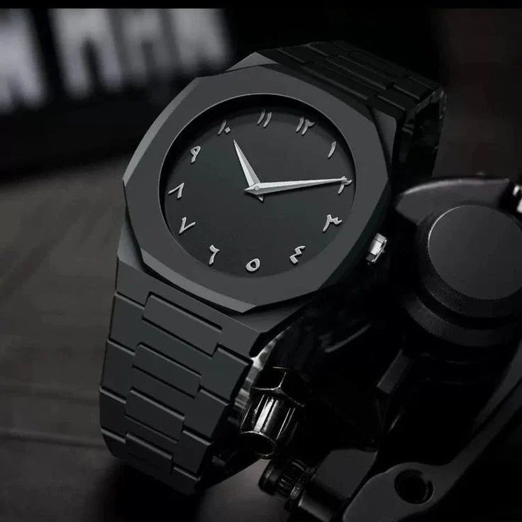 Arabian Dile Matt Black Aura Watches,Personalized Dials, Men's Watches